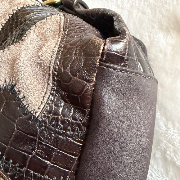 Coach Brooke Inlaid C Large hobo shoulder bag, model #14340, brown/taupe suede - Picture 10 of 12